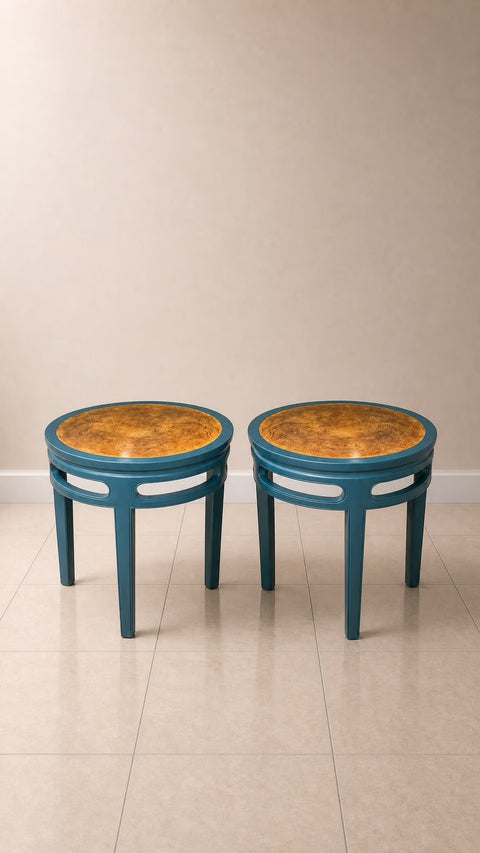 Pair Baker Teal Side Tables