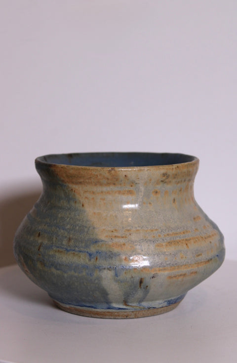 Vintage Blue Gray Studio Pottery Bowl Vase