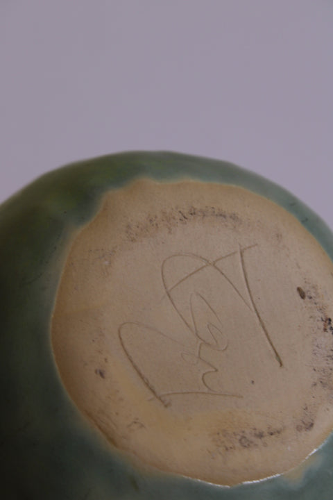 Vintage Sculptural Matte Celadon Studio Pottery Vase