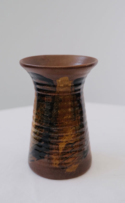 “Pottery Craft” 1960s Brown Stoneware Vase