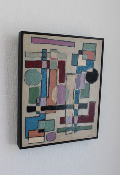 Angela Dickerson Pastel City Grid Original Framed Artwork