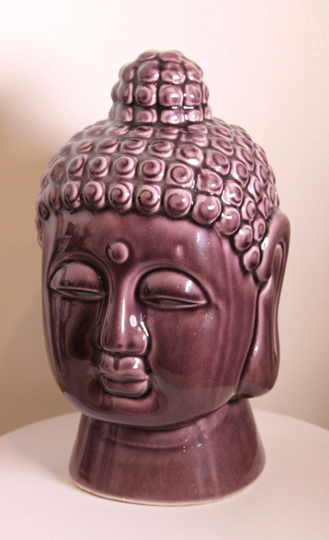Purple Glazed Buddha Head Planter / Vessel