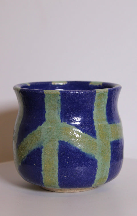 Blue Green Geometric Studio Pottery Bowl