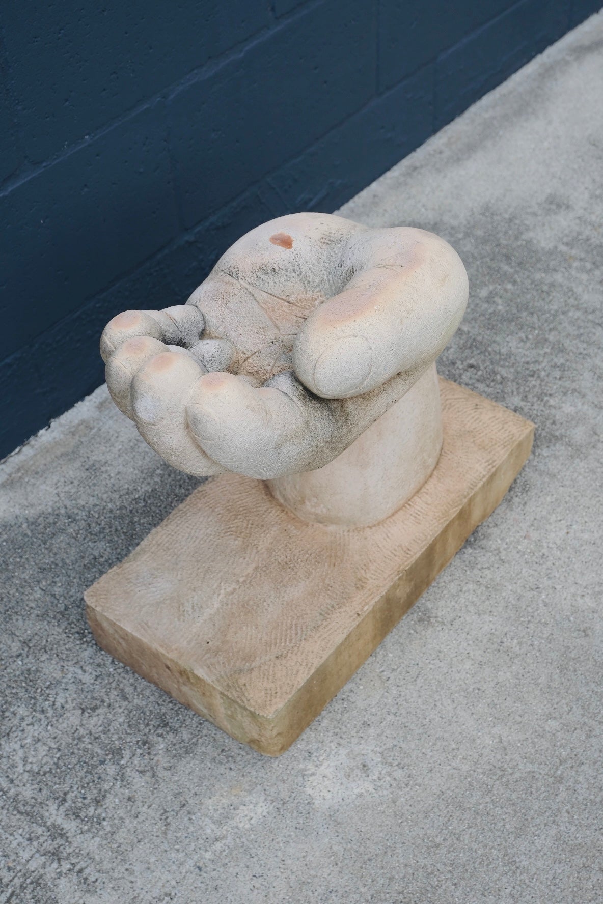 “Heavy Hand” Cement Bird Bath (Vintage)