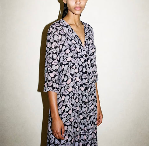Vintage Black Floral Button-Front Dress — product detail