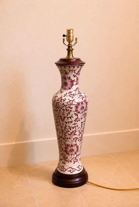Antique English Porcelain Floral Table Lamp