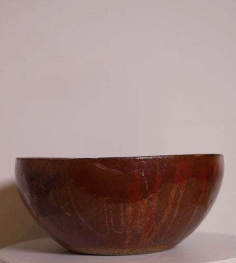 Iron Brown Studio Pottery Serving Bowl Signed