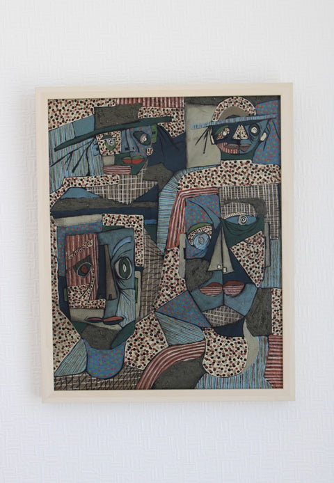Angela Dickerson Patterned Watchers Original Framed Artwork