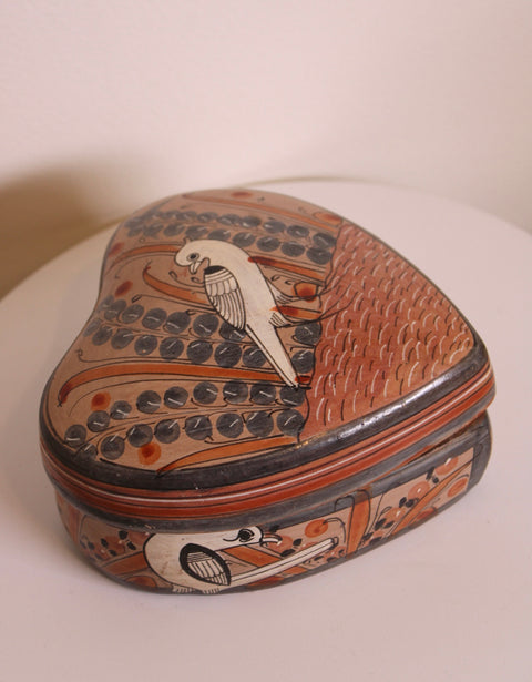 Heart Shaped Bird Painted Box