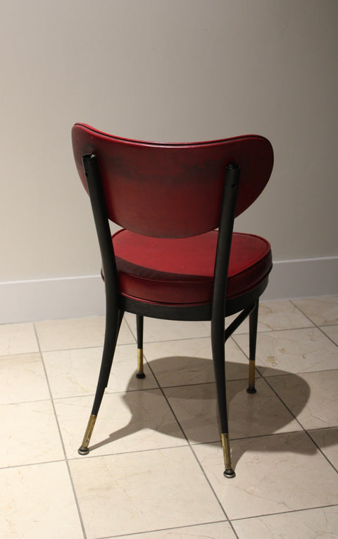 Vintage Mid-Century Red Vinyl Diner Chairs (Pair) | Chrome & Black Dining Chairs
