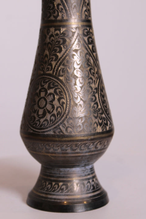 Dark Etched Brass Vase