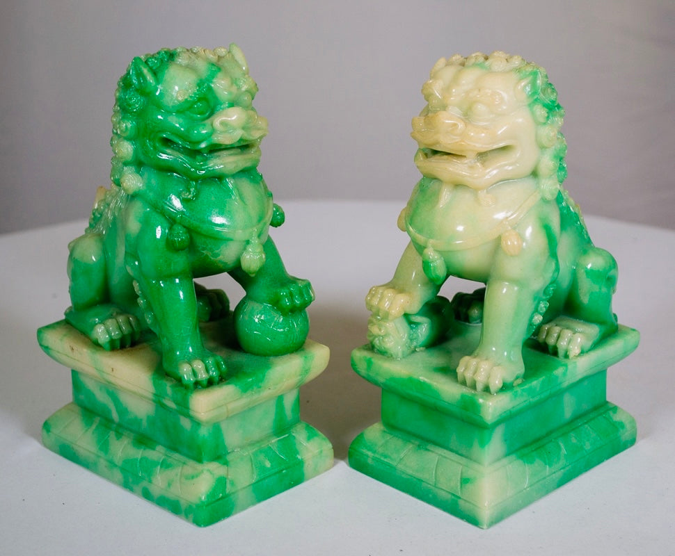 Green Onyx Foo Dogs (Pair)