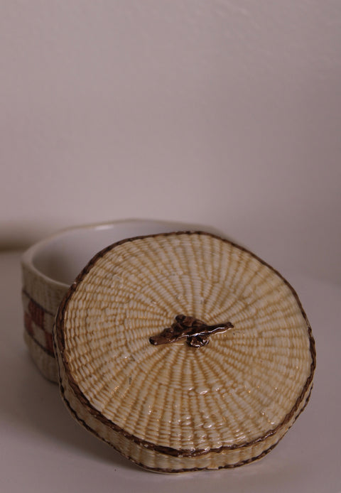 Basket Weave Ceramic Lidded Box