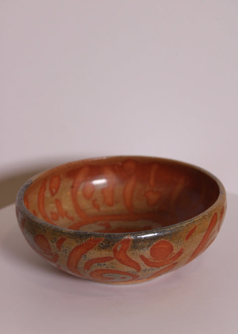 Primitive Carved Ceramic  Decorative Bowl