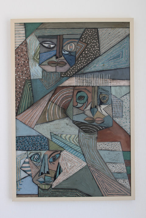 Angela Dickerson Three Watchers Original Framed Artwork