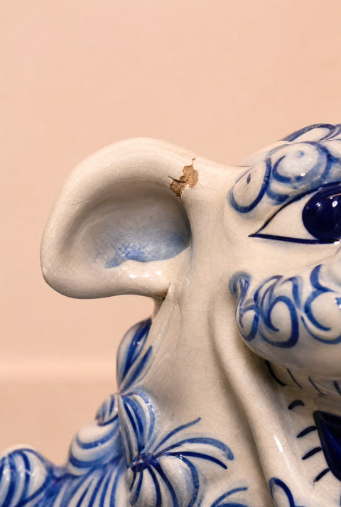 Blue and White Foo Dog Ceramic Table Lamp
