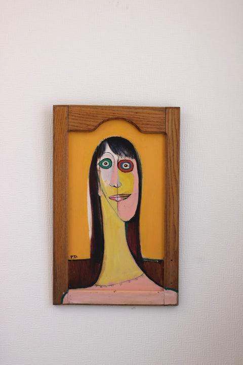 Framed Stylized Woman Portrait Artwork
