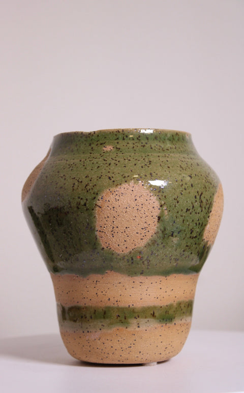 Green Speckled Studio Pottery Vase