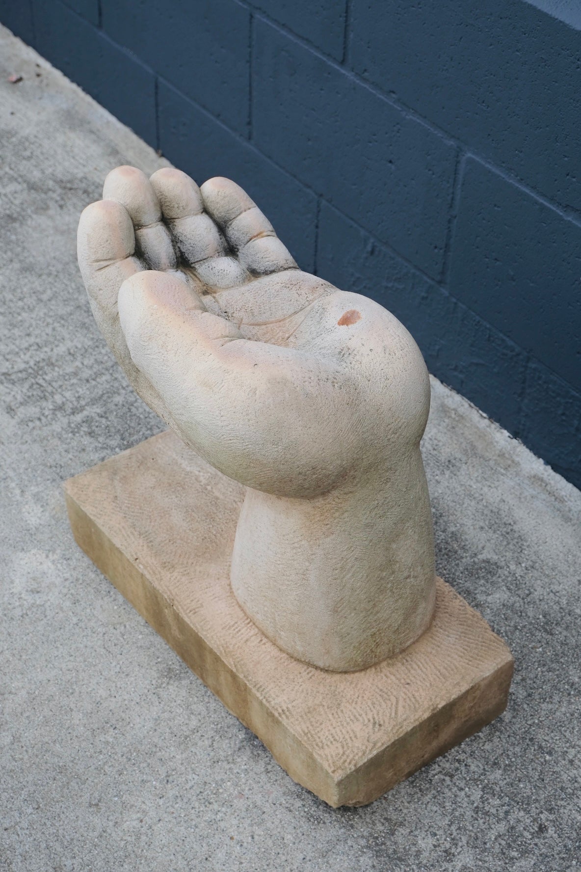 “Heavy Hand” Cement Bird Bath (Vintage)