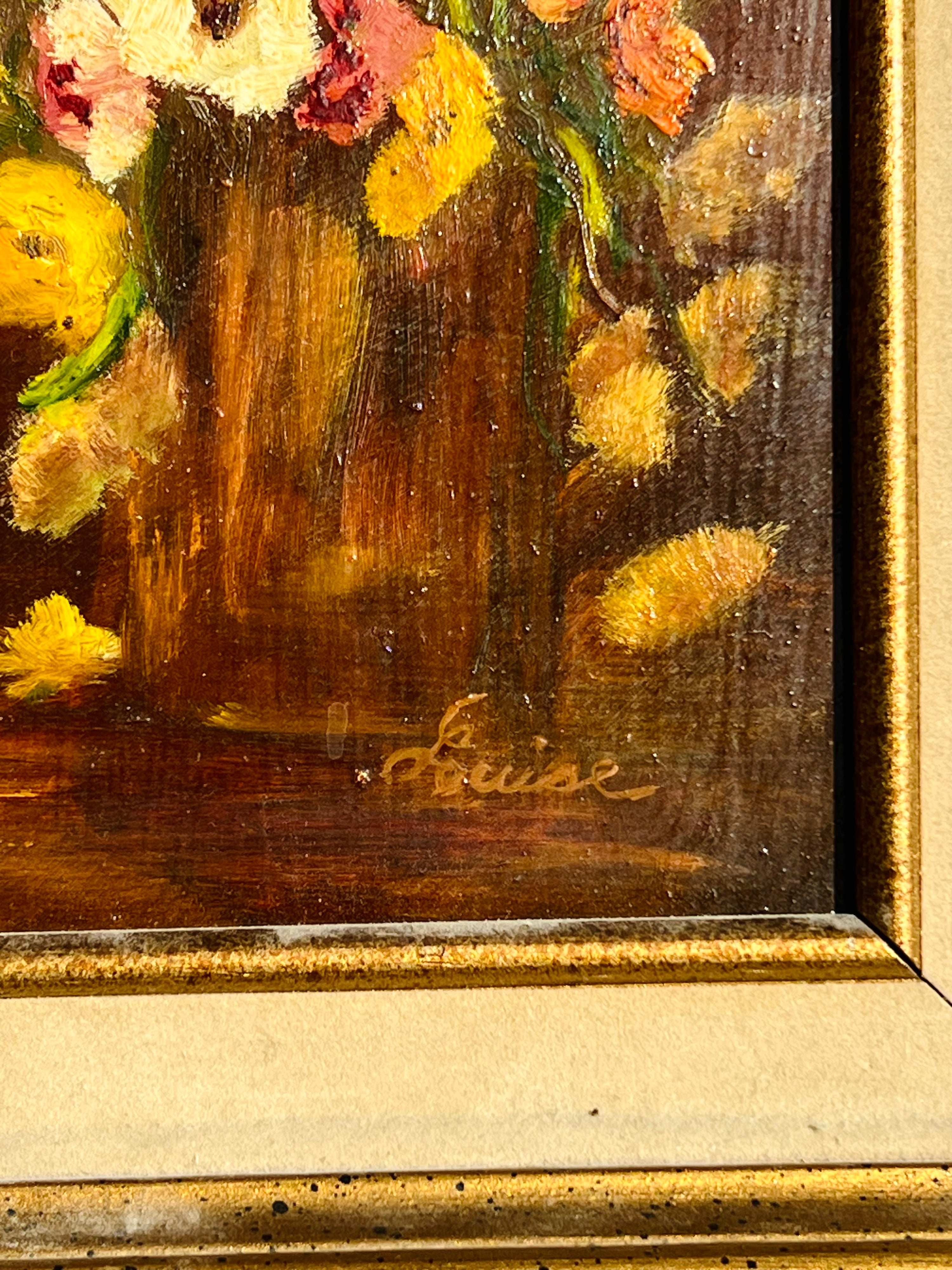 Floral Framed Oil Painting Made In Mexico (Vintage)
