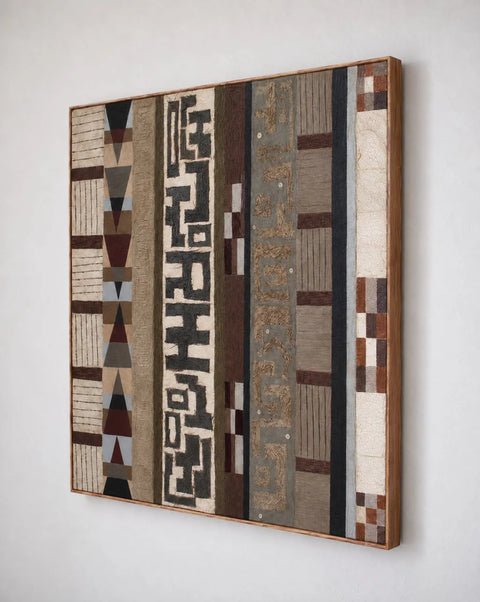 Earth-Tone Geometric Textured Panel Wall Art