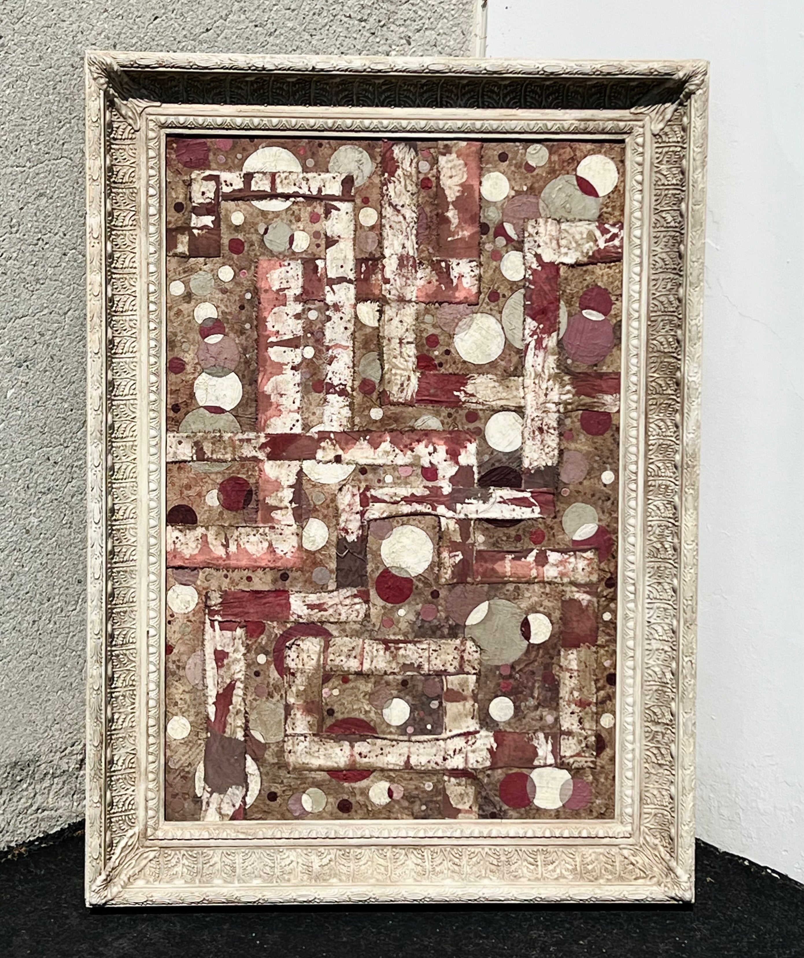 “Pink Reimagined” Mixed Media Vintage Framed Abstract