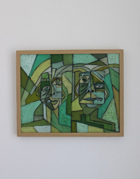 Angela Dickerson Emerald Conversation Original Framed Artwork