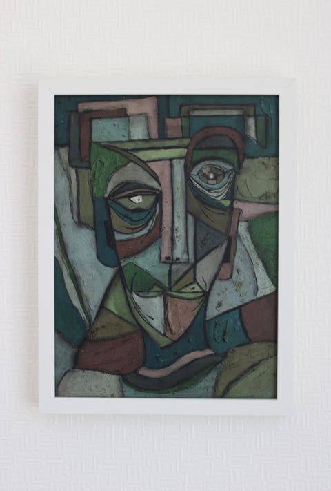 Angela Dickerson Patterned Watchers Original Framed Artwork