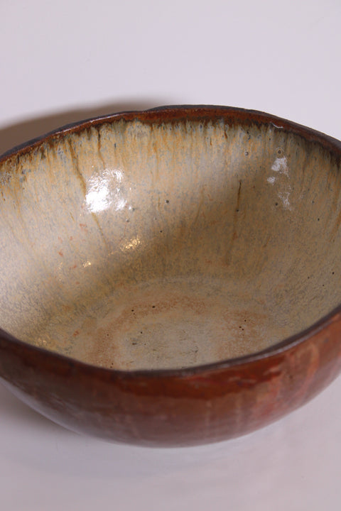 Iron Brown Studio Pottery Serving Bowl Signed
