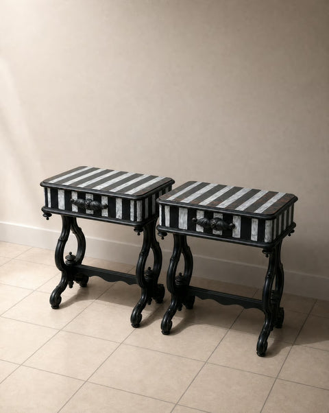 Antique Striped Side Tables