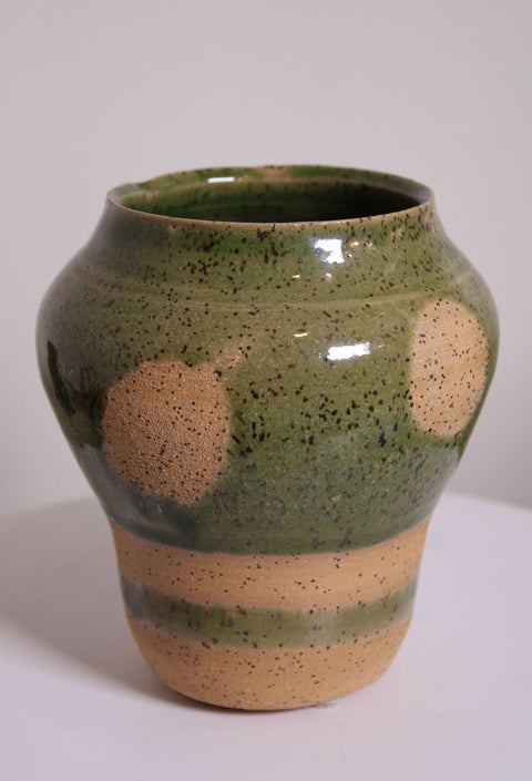 Green Speckled Studio Pottery Vase