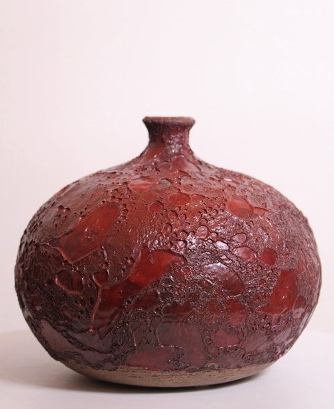Textured Lava Glaze Studio Pottery Bottle Vase