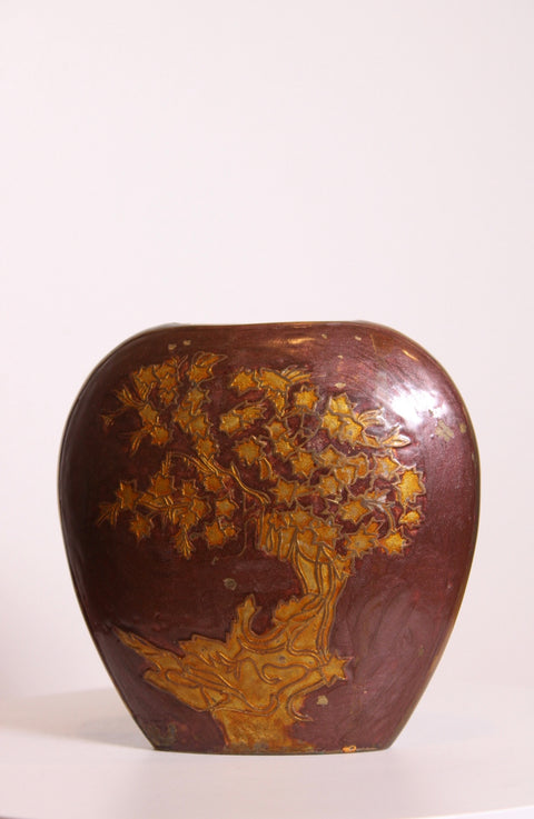 Copper Tree Scene Decorative Vase