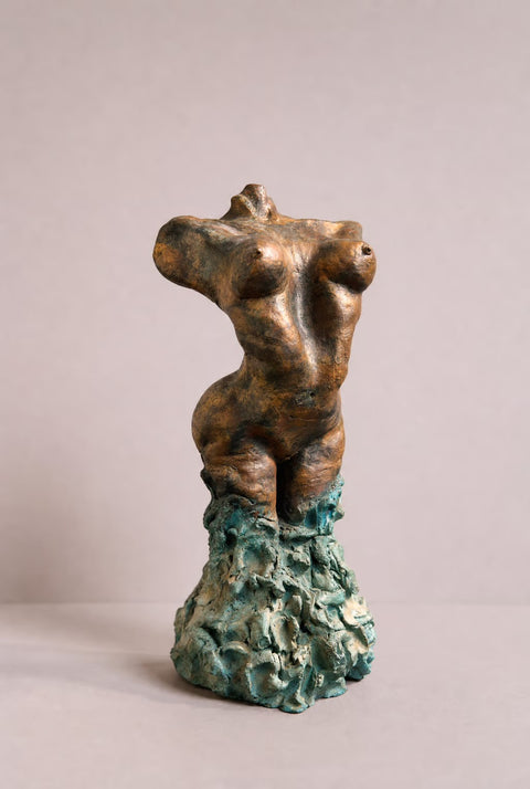 Vintage Brutalist Bronze Female Bust Sculpture