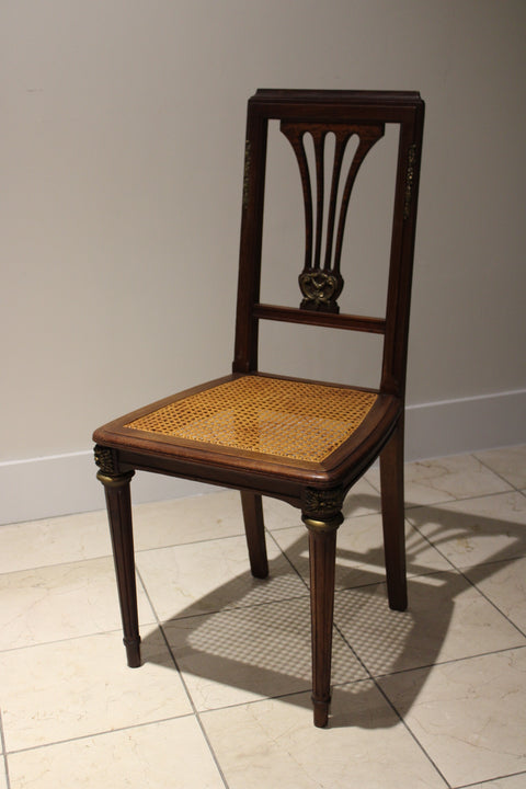 Vintage Empire Style Lyre Back Cane Dining Chairs (Set of 4)