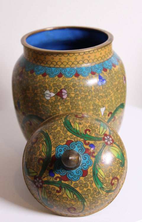 Vintage Chinese Cloisonné Covered Ginger Jar