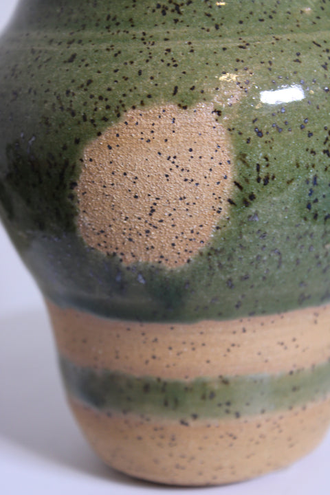 Green Speckled Studio Pottery Vase