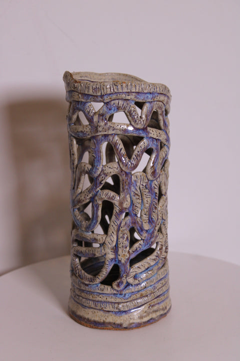 Organic Lattice Openwork Ceramic Vessel