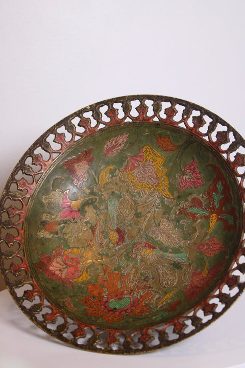 Large Pierced Brass Floral Tray