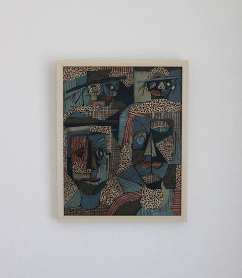 Angela Dickerson Patterned Watchers Original Framed Artwork