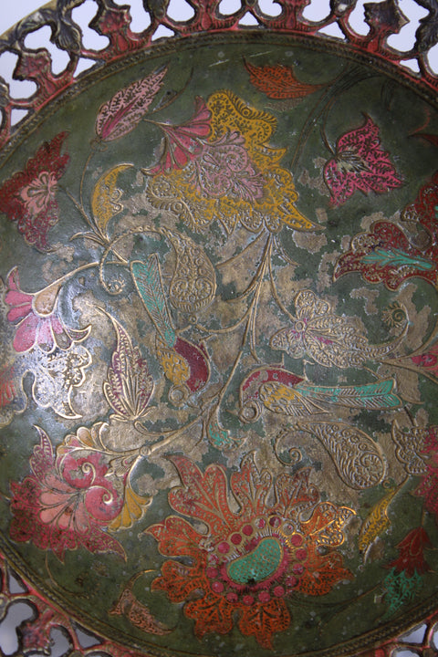 Large Pierced Brass Floral Tray