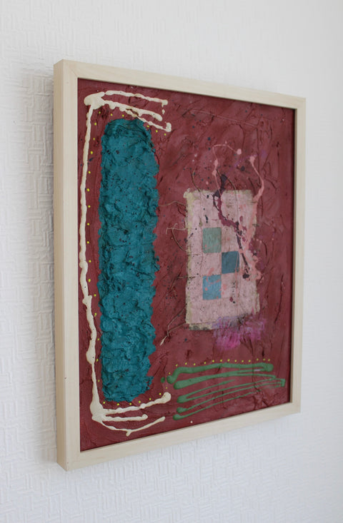 Angela Dickerson Red Grid Signal Original Framed Artwork