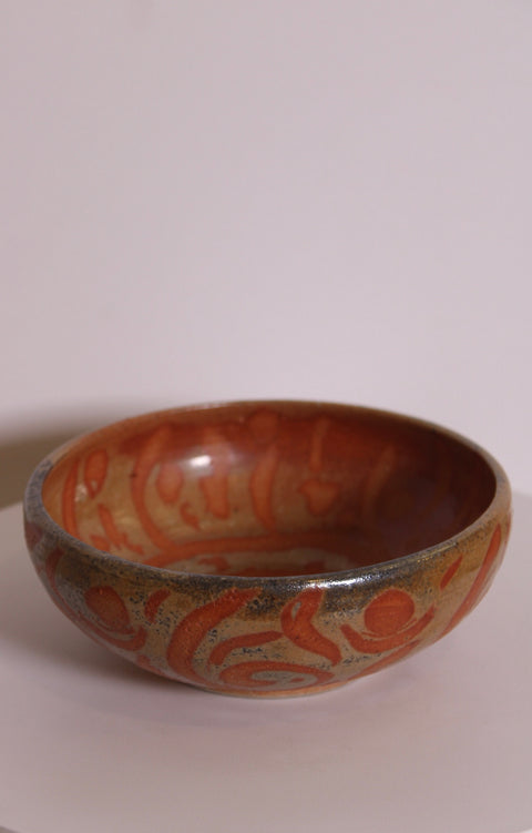 Primitive Carved Ceramic  Decorative Bowl