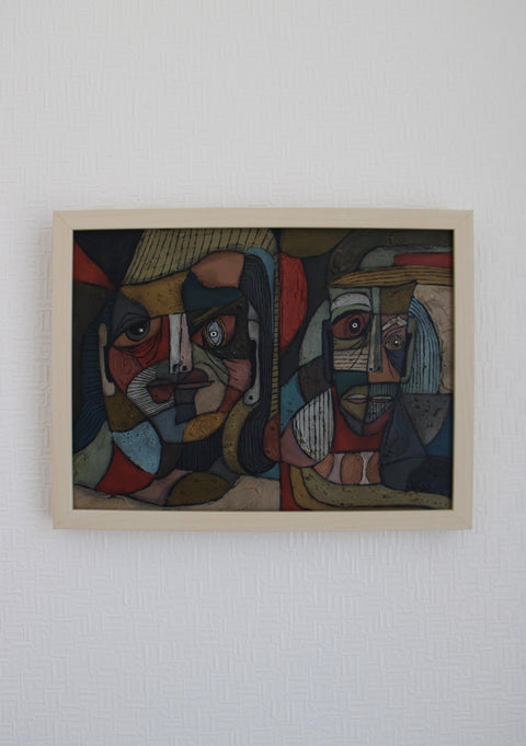 Angela Dickerson Two in Profile Original Framed Artwork
