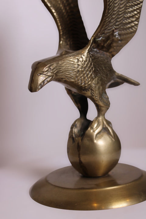 Brass Eagle Sculpture on Globe Base