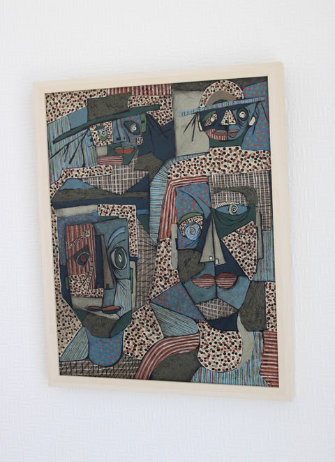 Angela Dickerson Patterned Watchers Original Framed Artwork