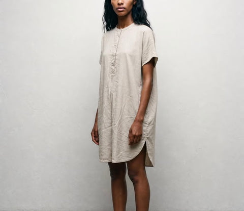 Vintage Beige Button-Front Dress — product detail