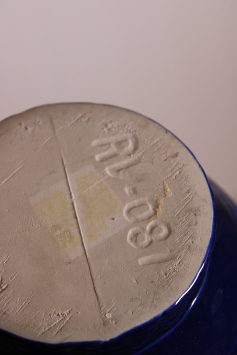 Cobalt Blue Relief Pottery Vase
