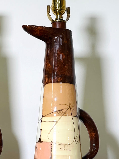 “Edmund Ronaky” Jaru Pottery California Table Lamps (Pairs)