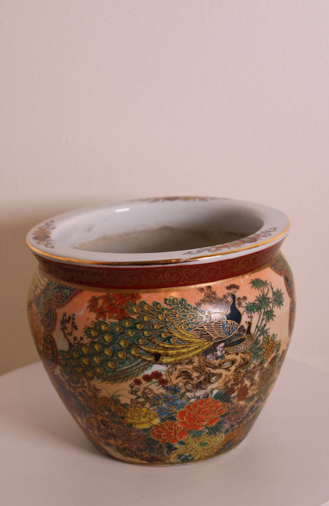 Peacock Garden Satsuma Style Cachepot